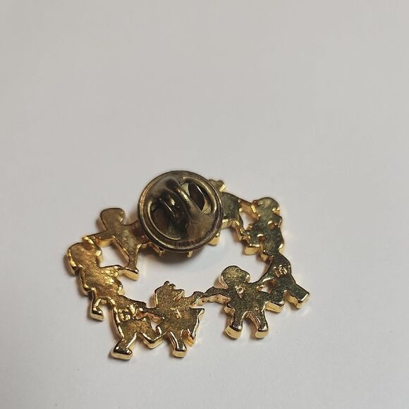 Vintage CTPM Signed Gold-Tone Kids Ring Around The Rosie Brooch - Picture 2 of 3